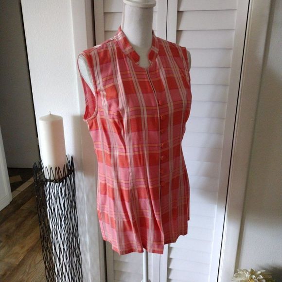Jamie Brooke sleeveless plaid blouse. Sz 14 - Picture 6 of 7